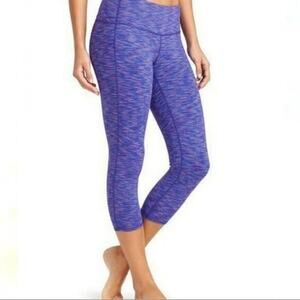 Athleta Chaturanga Purple Blue Space Dye Energy Capri Leggings Size XS